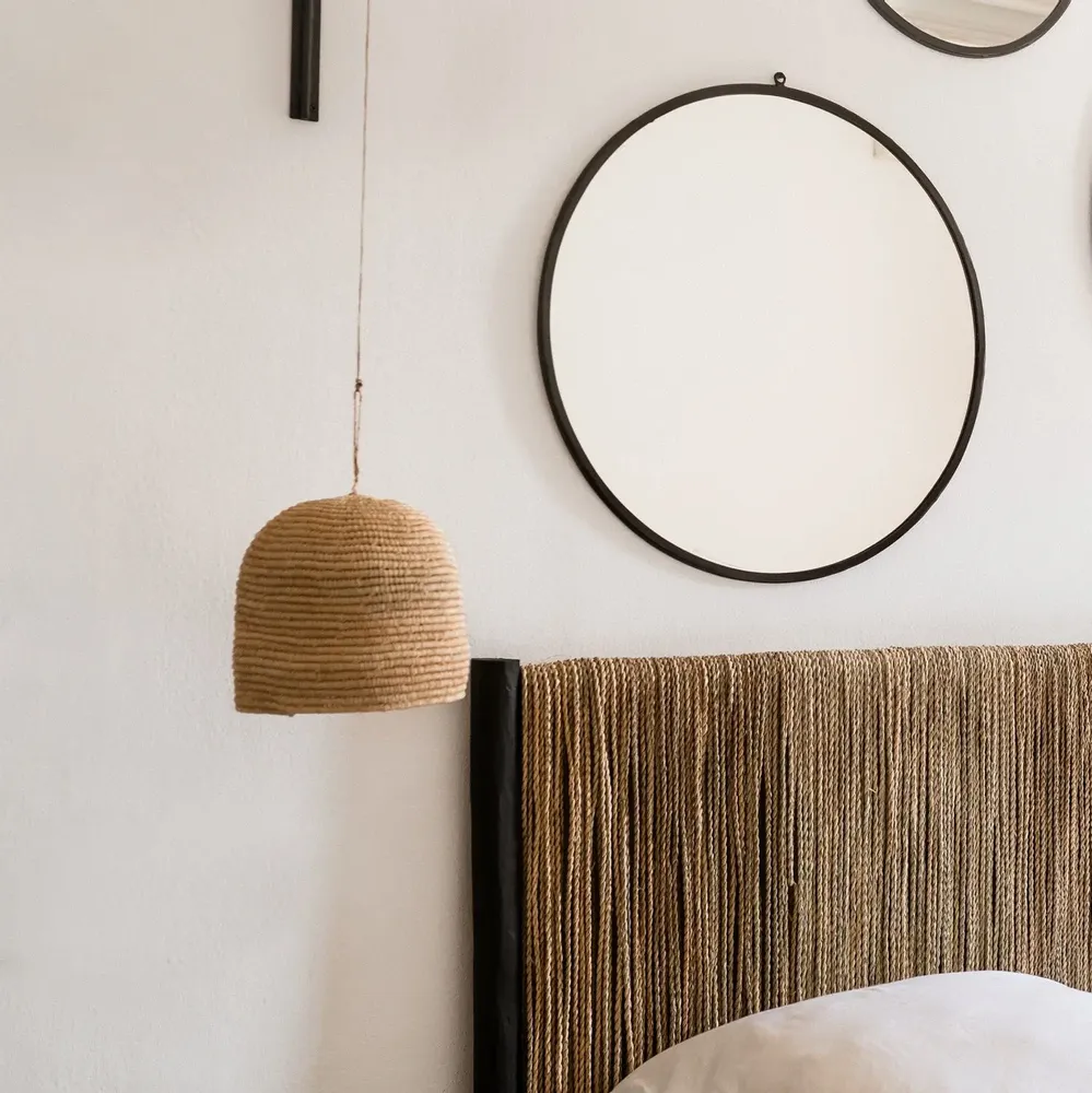 Beds - Bohemian chic headboards – Wood and woven fiber handmade - COSYDAR-DECO