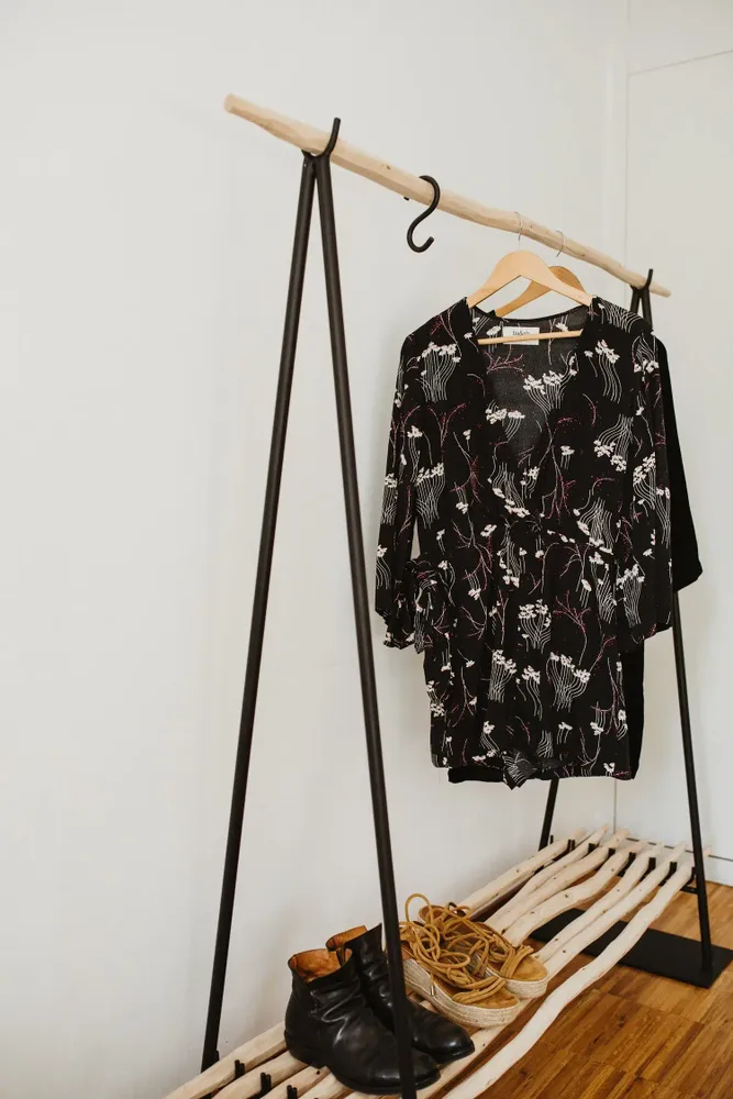 Decorative objects - STEEL AND EUCALYPTUS WOOD RACK WITH LOW SHELF - COSYDAR-DECO