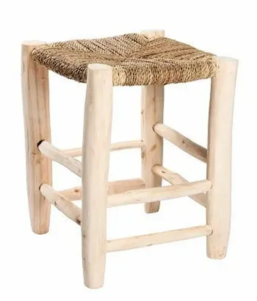 Tabourets - Tabourets marocains en bois et corde de palmier – Artisanat bohème - COSYDAR-DECO