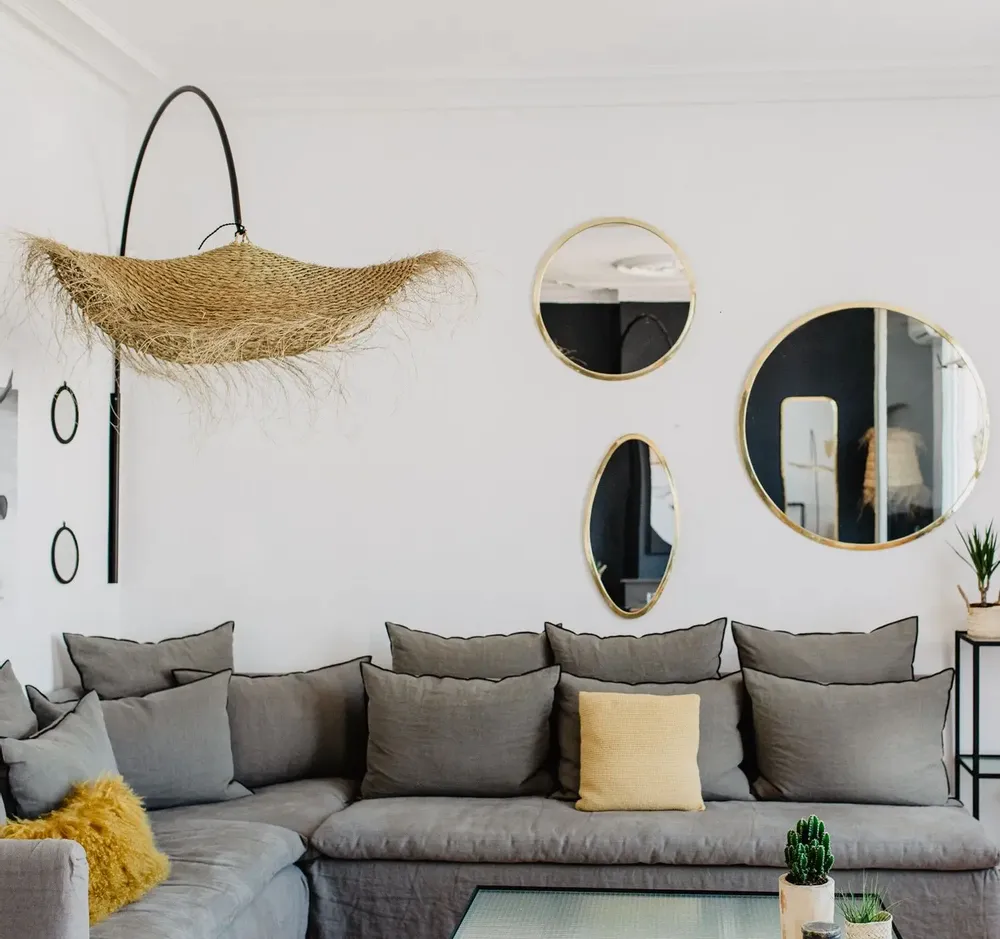 Other wall decoration - Natural fiber pendant light – Organic bohemian chic design - COSYDAR-DECO