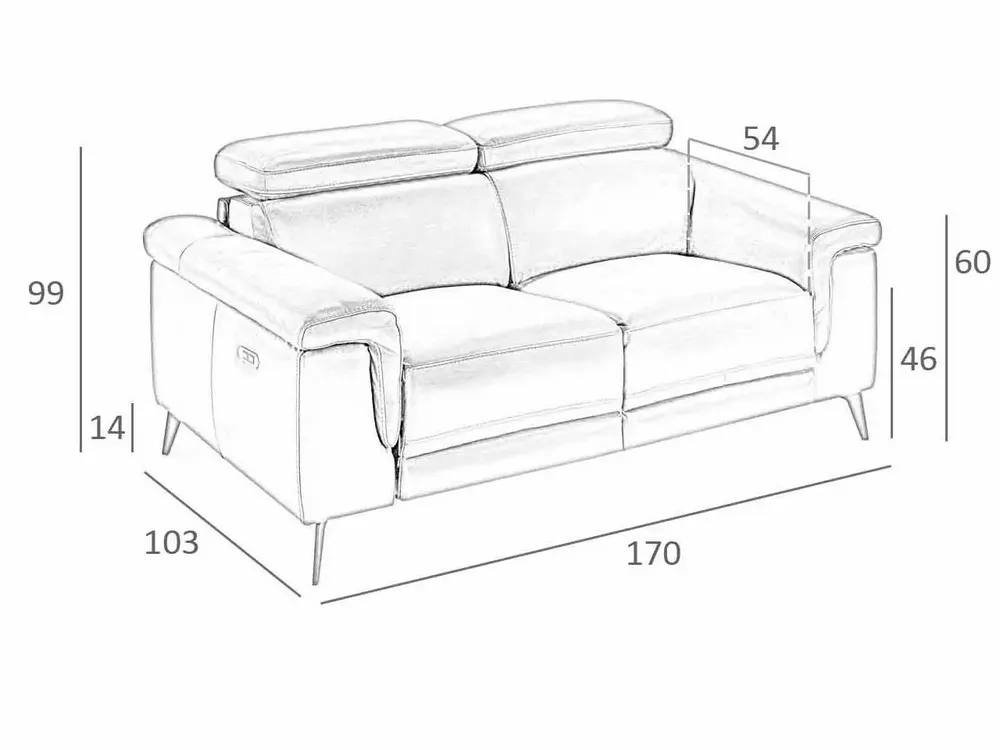 Canapés - Canapé 2 places en cuir marron avec mécanisme relax - ANGEL CERDÁ