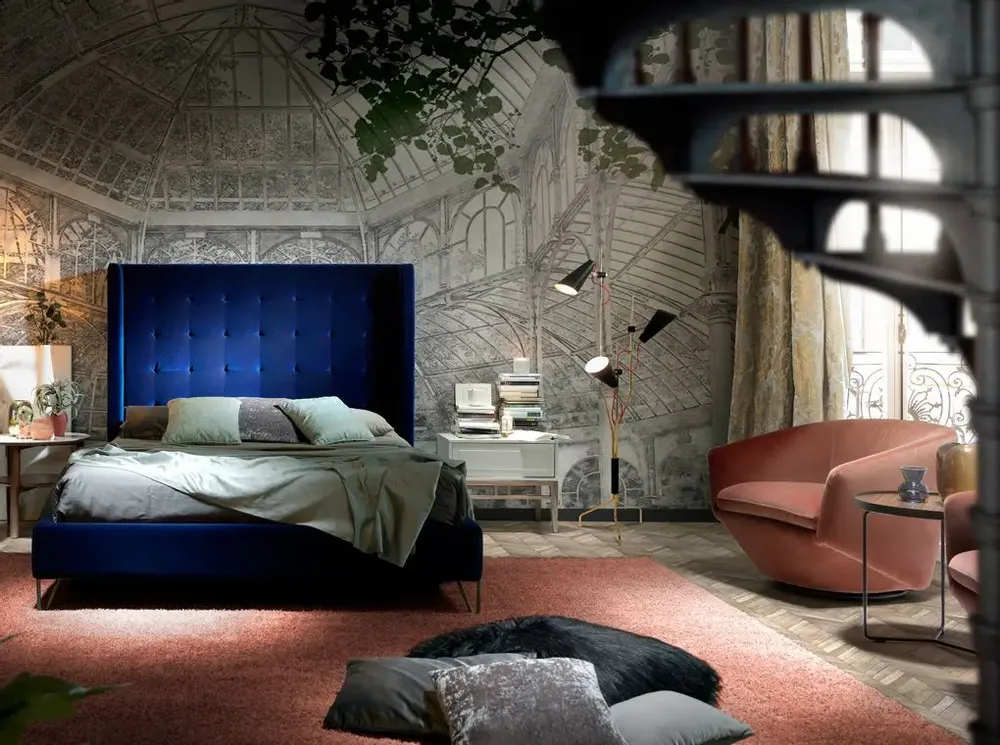 Armchairs - Swivel armchair upholstered in peach velvet - ANGEL CERDÁ