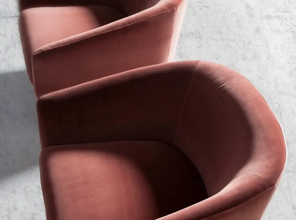 Armchairs - Swivel armchair upholstered in peach velvet - ANGEL CERDÁ