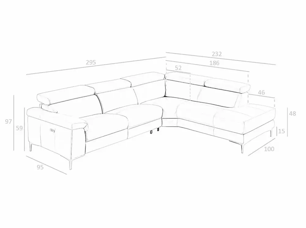 Canapés - Canapé d'angle tapissé en cuir gris - ANGEL CERDÁ
