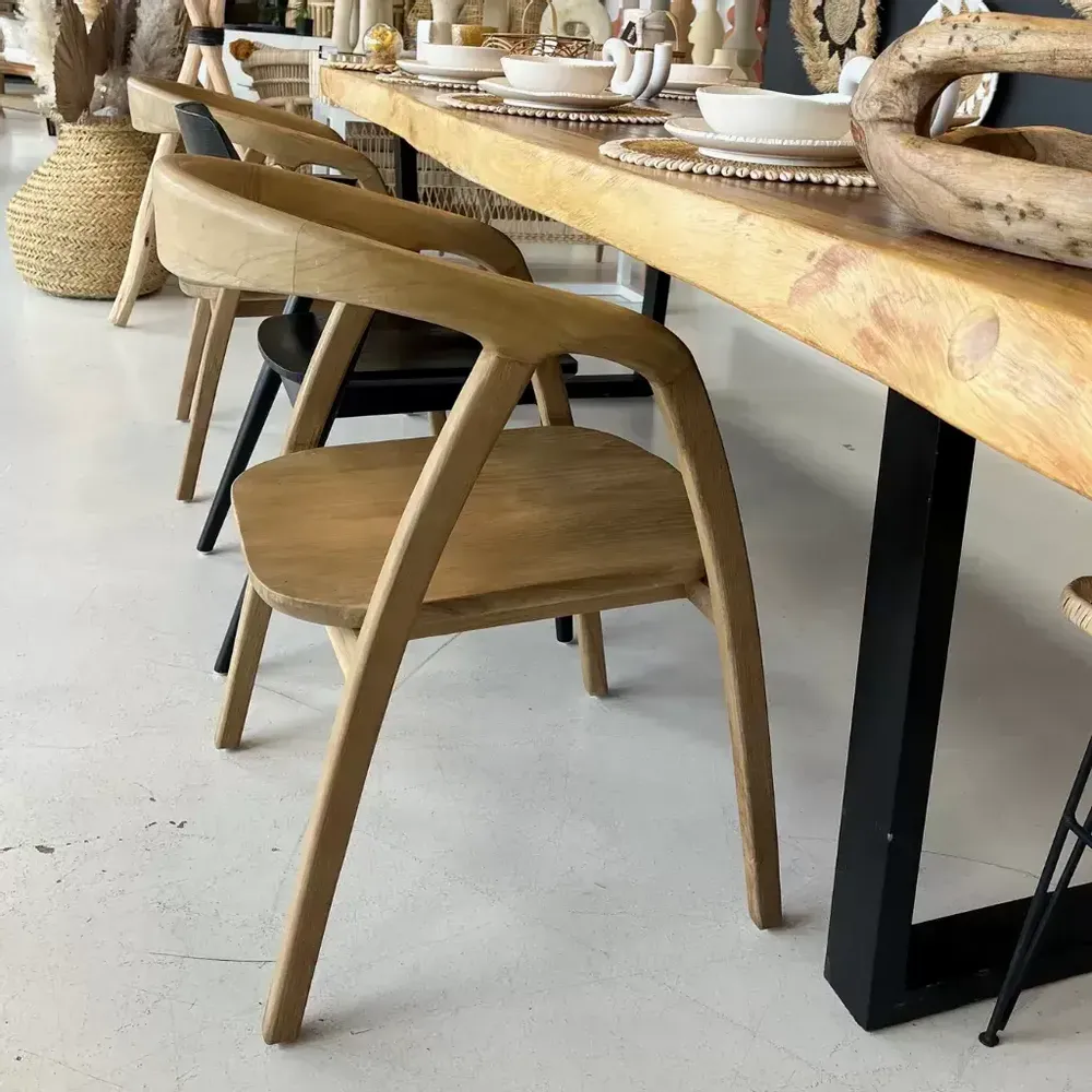 Chaises - Chaise naturelle en bois de teck avec accoudoirs - ANTA - HYDILE