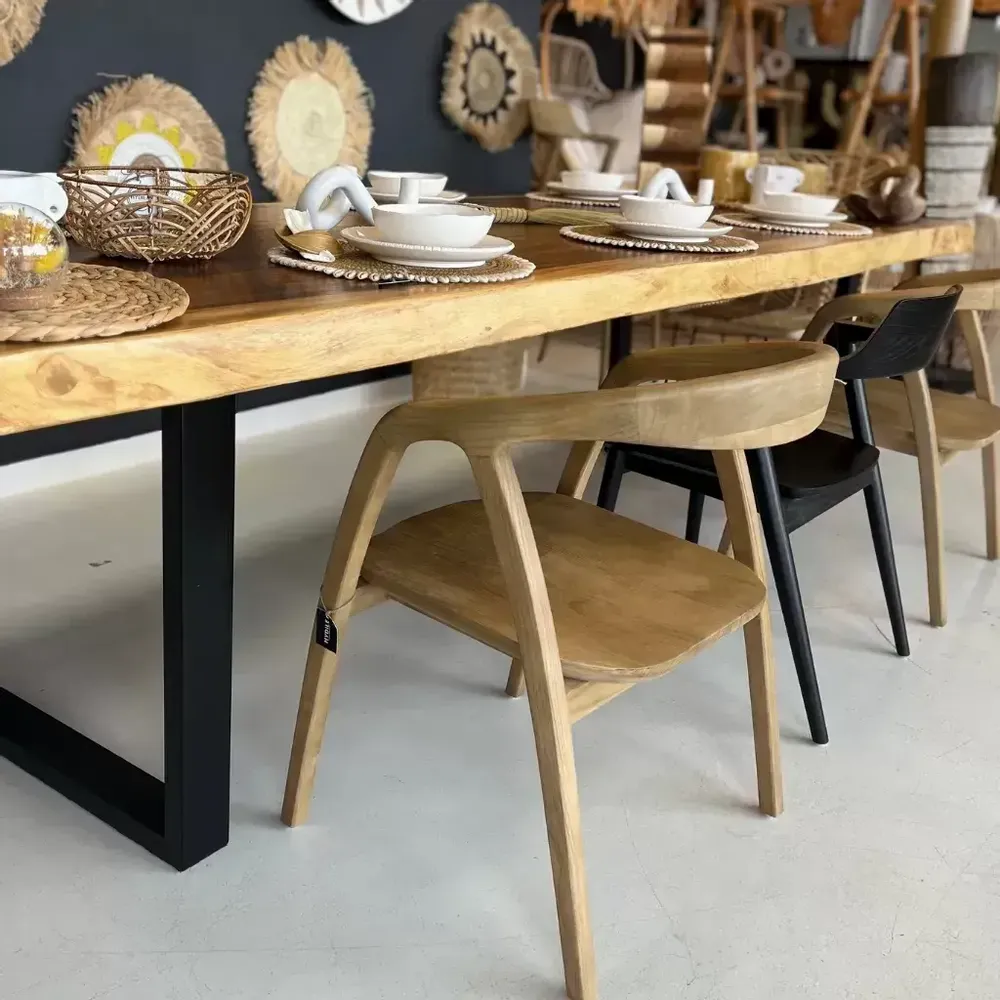 Chaises - Chaise naturelle en bois de teck avec accoudoirs - ANTA - HYDILE