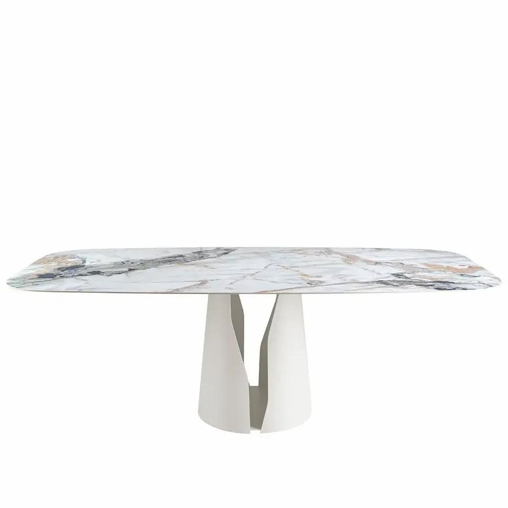 Tables Salle à Manger - Table à manger baril ovale marbre porcelaine - ANGEL CERDÁ