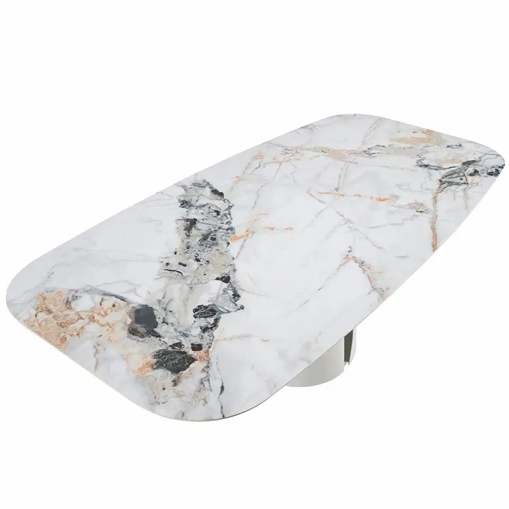 Tables Salle à Manger - Table à manger baril ovale marbre porcelaine - ANGEL CERDÁ