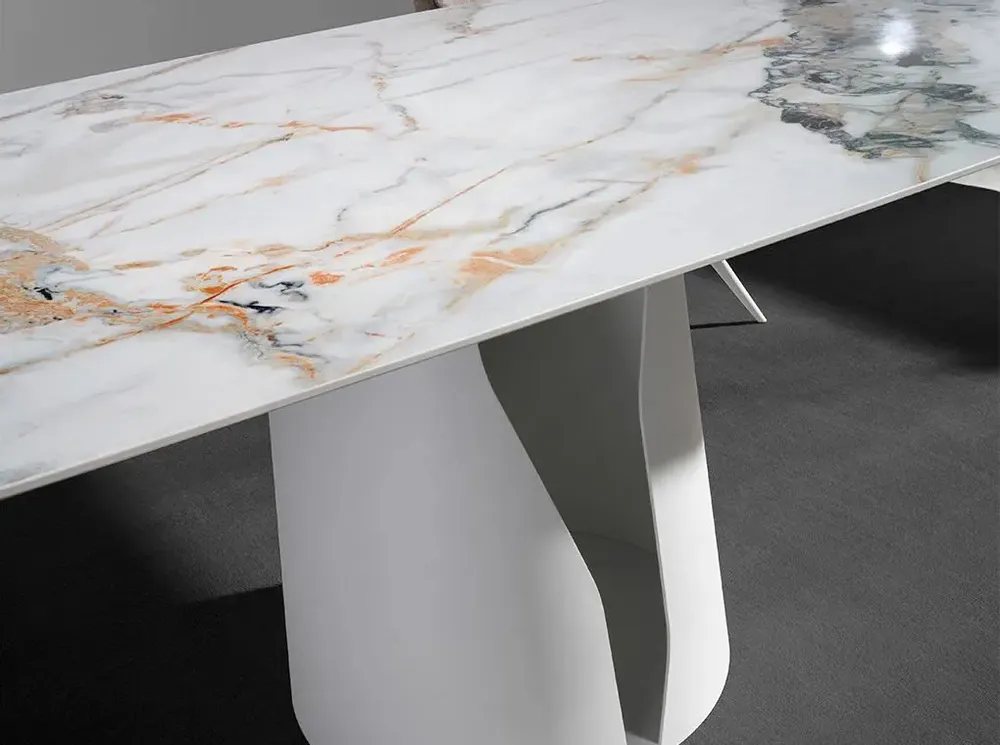 Tables Salle à Manger - Table à manger baril ovale marbre porcelaine - ANGEL CERDÁ