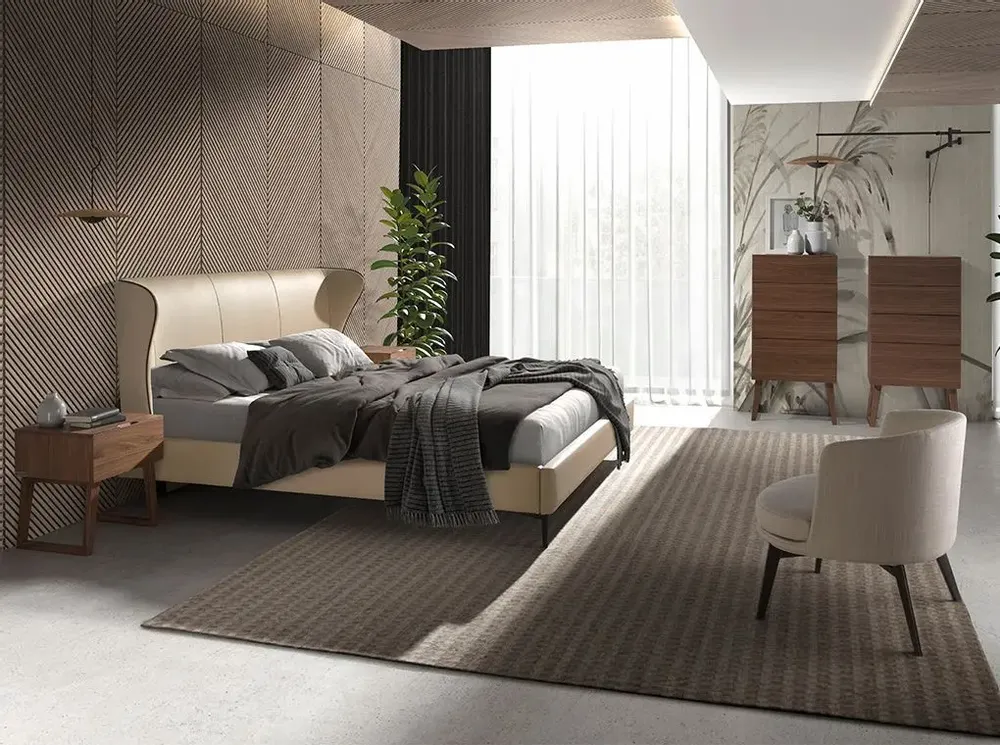 Beds - Cream leatherette bed - ANGEL CERDÁ