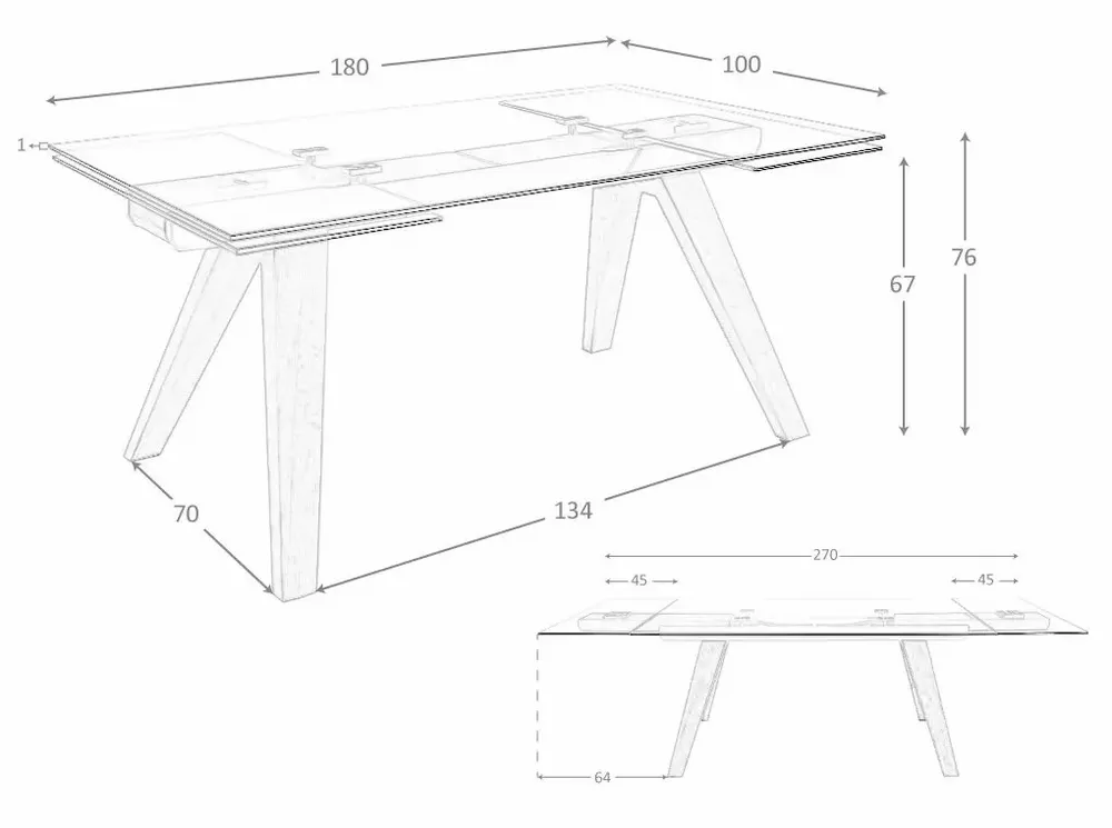 Tables Salle à Manger - Table à manger à rallonge rectangulaire verre trempé - ANGEL CERDÁ