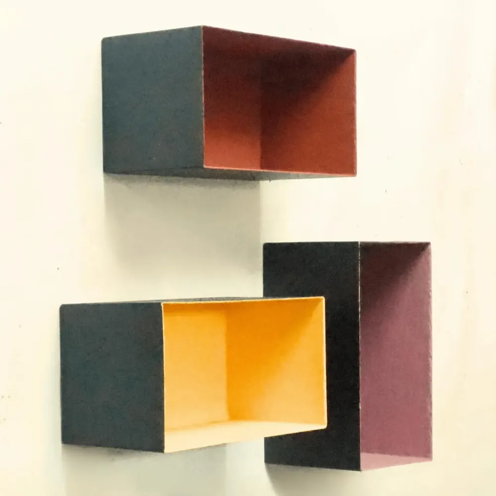 Wall ensembles - Natural slate wall shelf, 40/22/22 cm, color interior - ARDOISE DESIGN