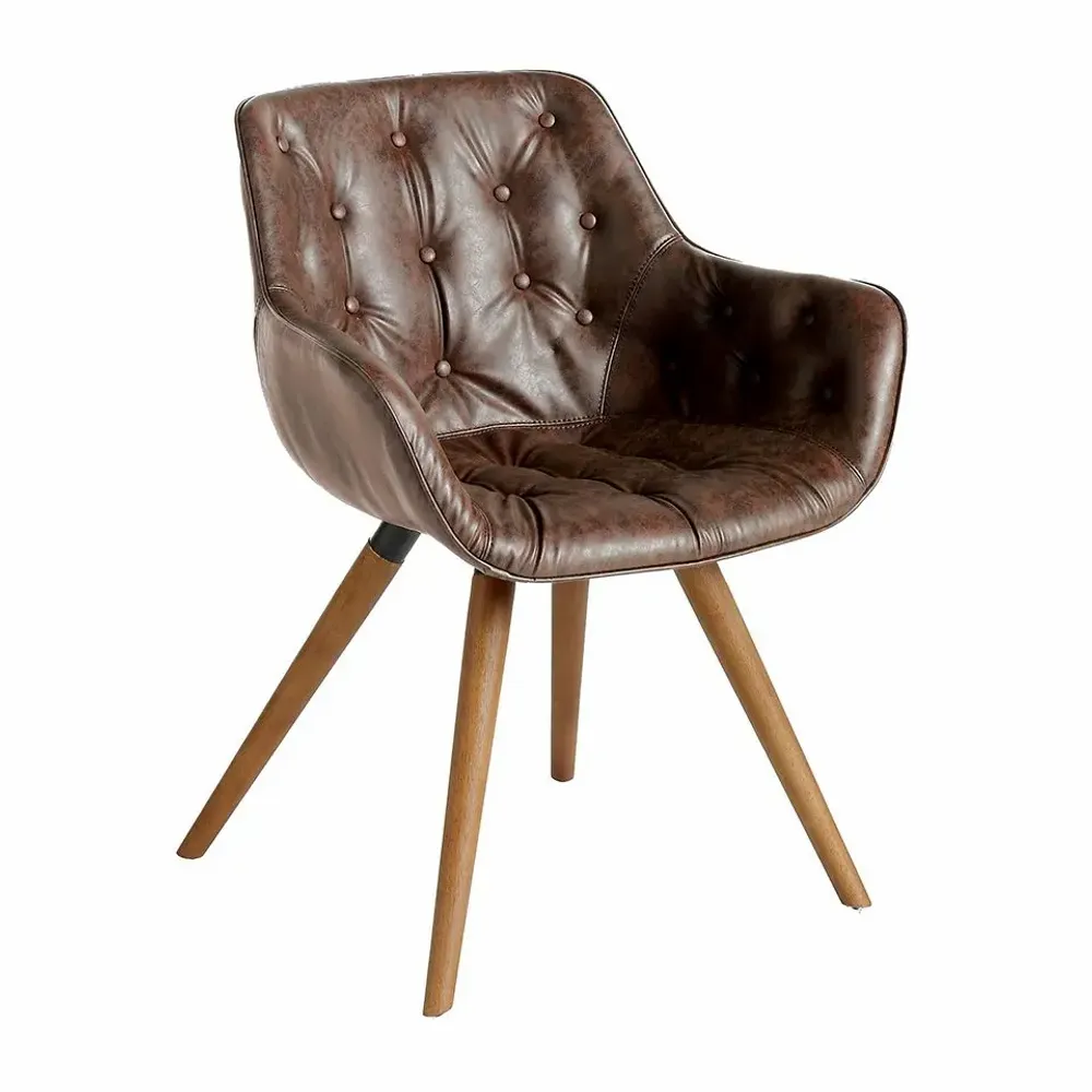 Chairs - Brown leatherette upholstered Dining table chair - ANGEL CERDÁ