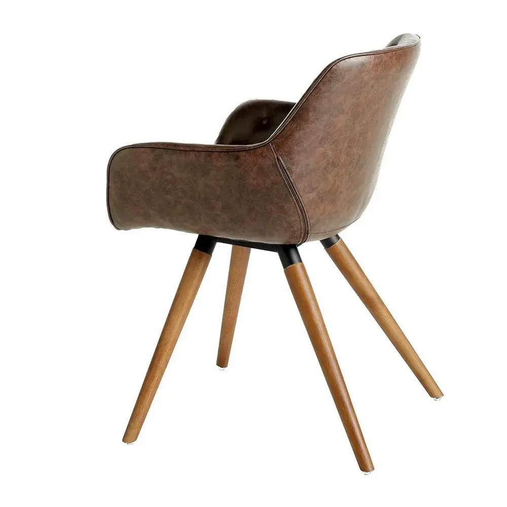 Chairs - Brown leatherette upholstered Dining table chair - ANGEL CERDÁ