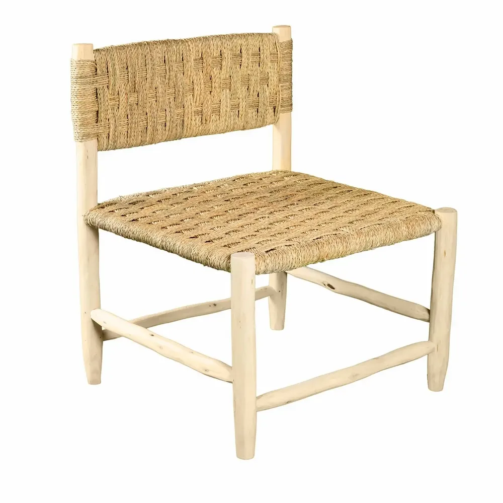 Armchairs - Raw wood armchairs woven with palm leaf. - COSYDAR-DECO
