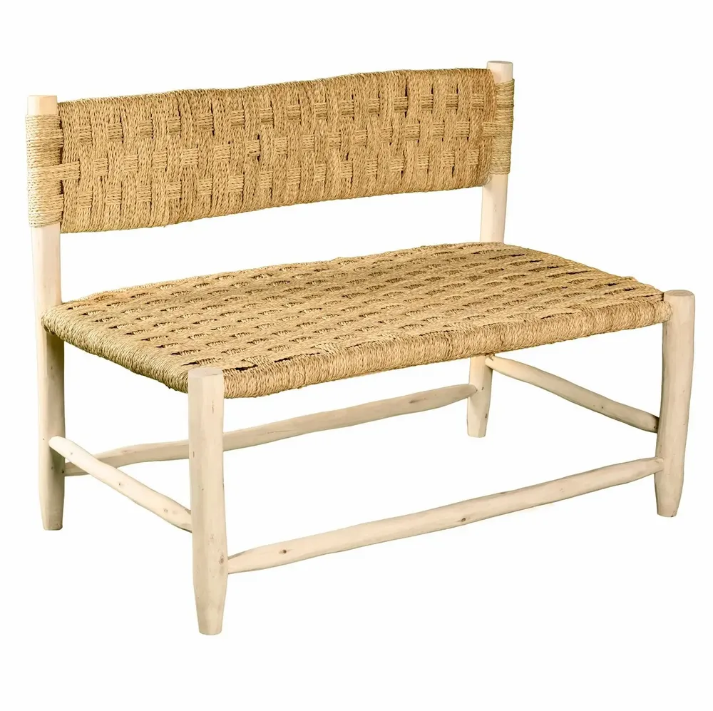 Armchairs - Raw wood armchairs woven with palm leaf. - COSYDAR-DECO
