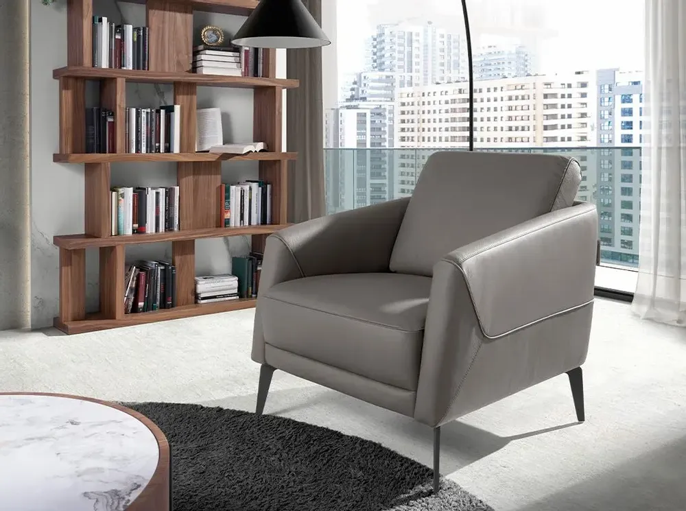 Fauteuils - Fauteuil en cuir gris foncé - ANGEL CERDÁ