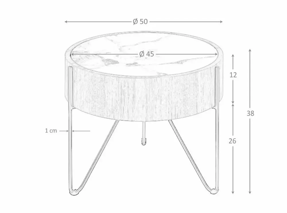 Tables basses - Table d'angle ronde en marbre porcelaine, noyer et acier noir - ANGEL CERDÁ