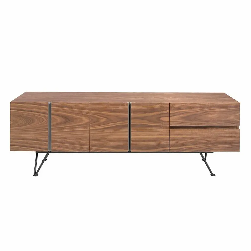 TV stands - Walnut and black steel TV stand - ANGEL CERDÁ
