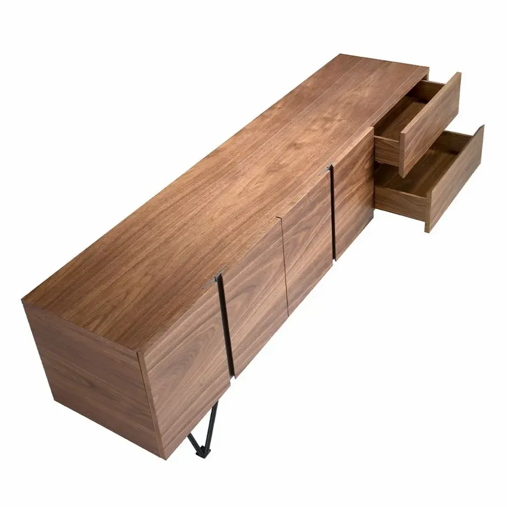 TV stands - Walnut and black steel TV stand - ANGEL CERDÁ