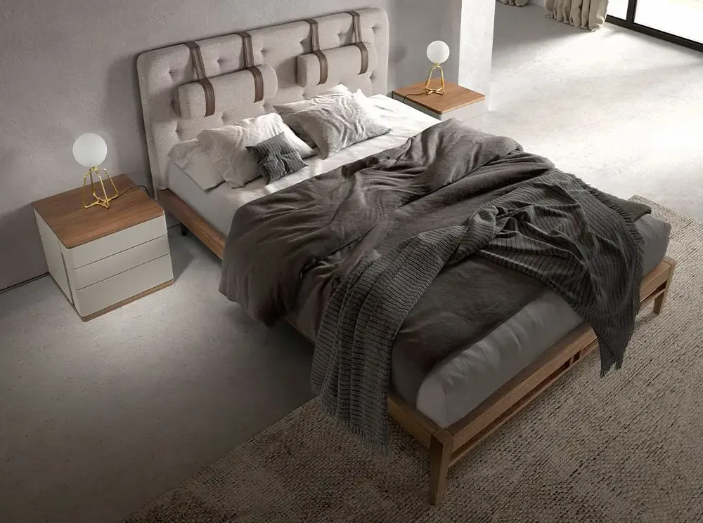 Night tables - Grey wood and walnut bedside table - ANGEL CERDÁ