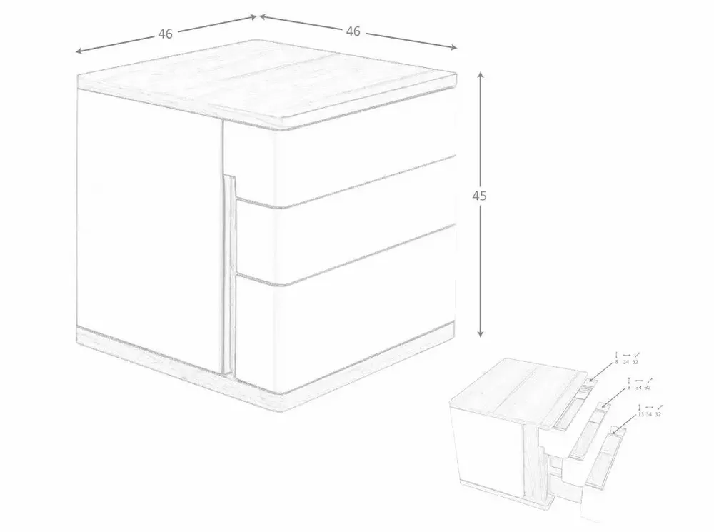 Night tables - Grey wood and walnut bedside table - ANGEL CERDÁ