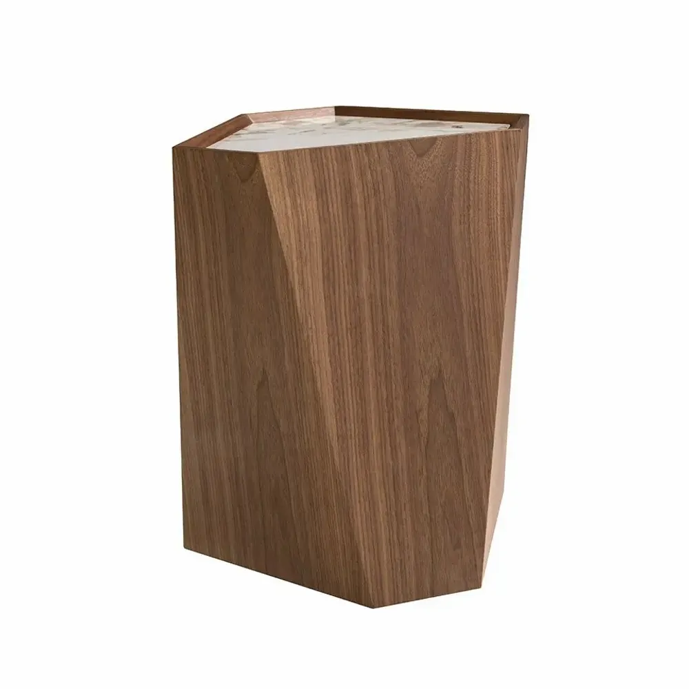 Tables basses - Table d'angle triangulaire en porcelaine, marbre et noyer - ANGEL CERDÁ