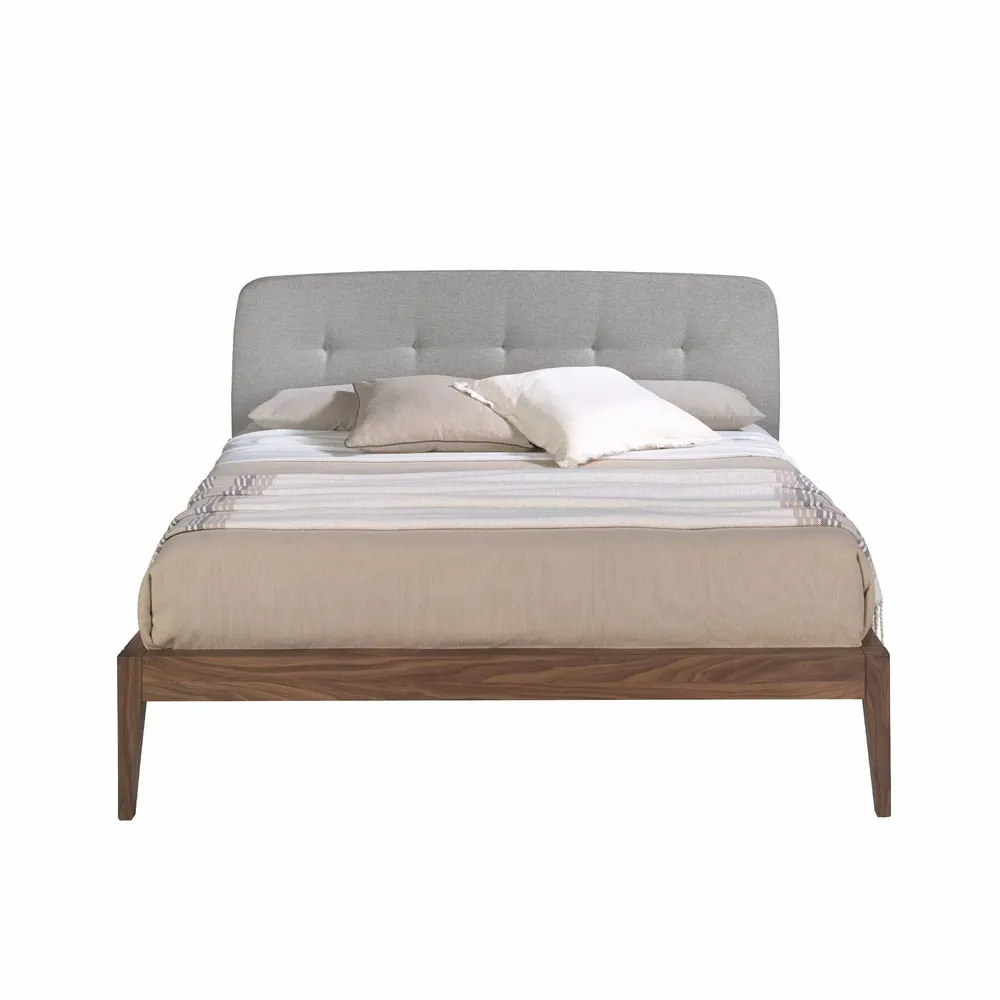 Beds - Grey fabric tufted bed - ANGEL CERDÁ