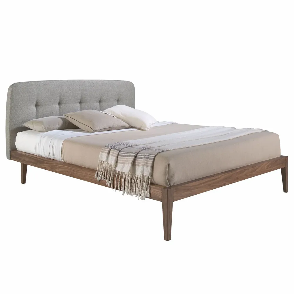 Beds - Grey fabric tufted bed - ANGEL CERDÁ