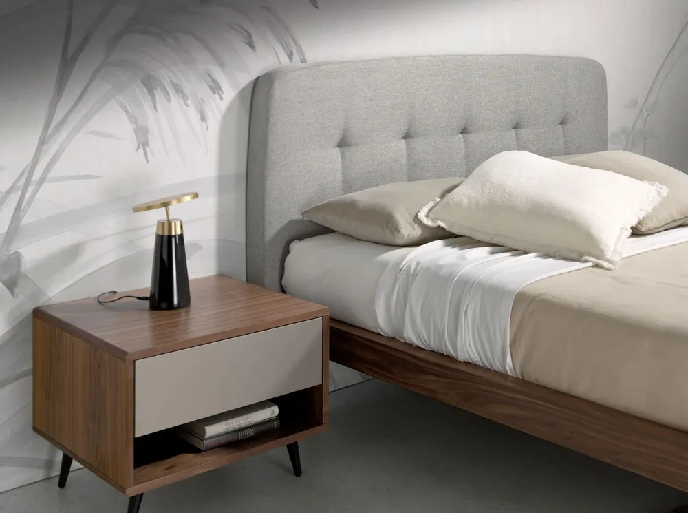 Beds - Grey fabric tufted bed - ANGEL CERDÁ