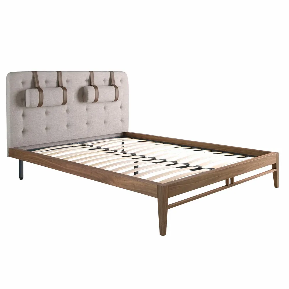 Beds - Grey fabric tufted bed - ANGEL CERDÁ