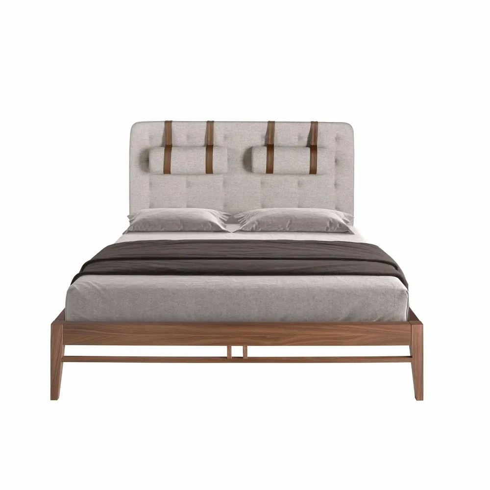 Beds - Grey fabric tufted bed - ANGEL CERDÁ