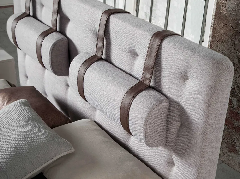 Beds - Grey fabric tufted bed - ANGEL CERDÁ