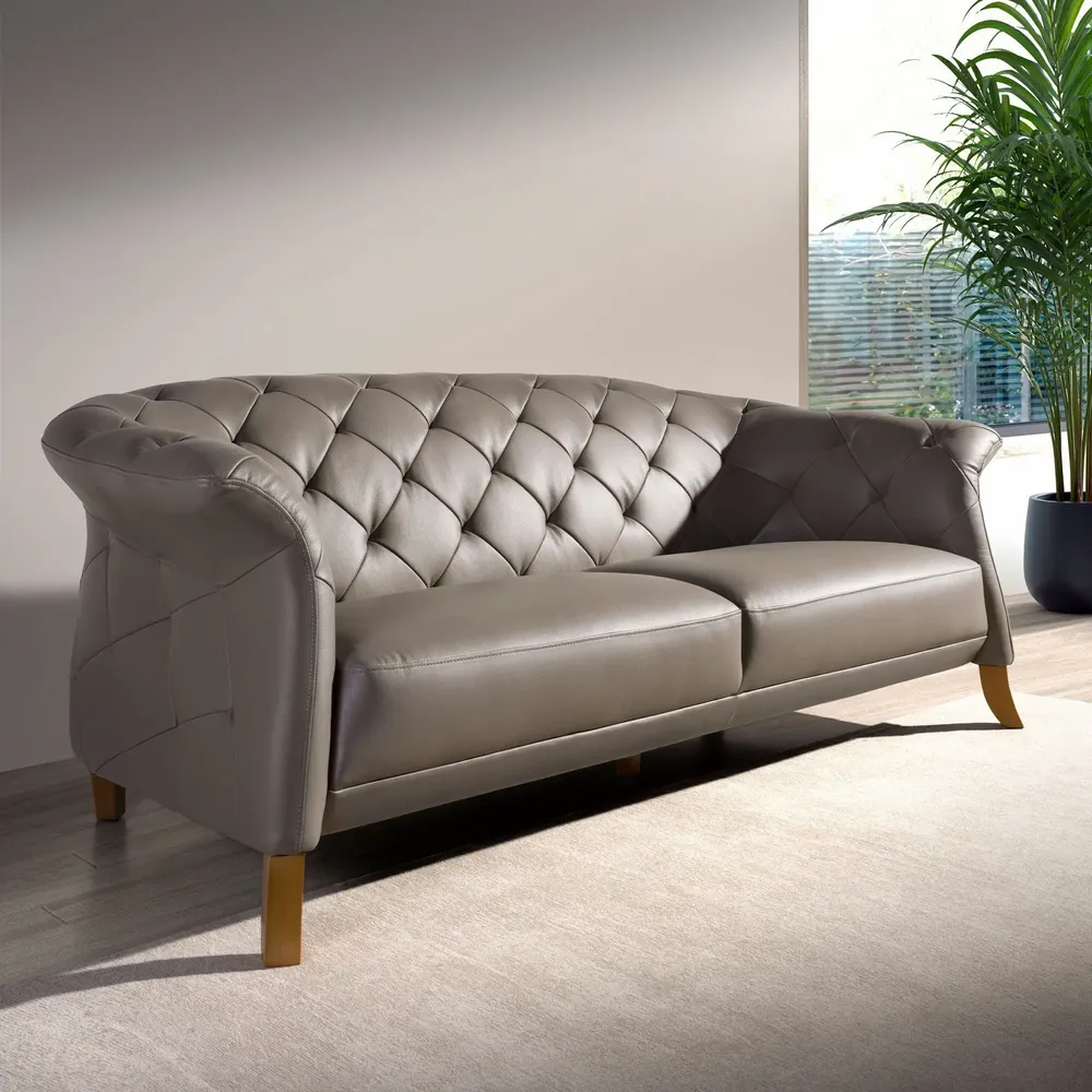 Sofas - Chester sofa 3 seater grey leather - ANGEL CERDÁ
