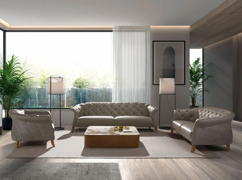 Sofas - Chester sofa 3 seater grey leather - ANGEL CERDÁ