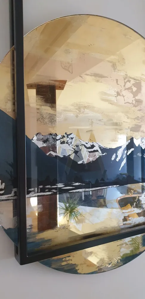 Fresques murales décoratives - Vue des Alpes, miroir églomisé, fresque - NARCIS