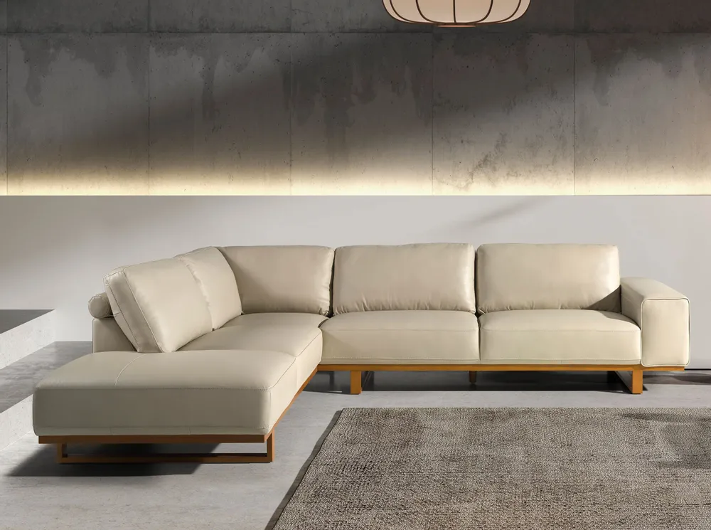 Sofas - Corner sofa left sand leather - ANGEL CERDÁ