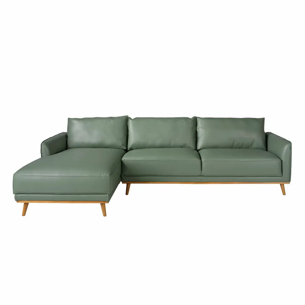 Sofas - Left chaise longue sofa in green leather - ANGEL CERDÁ