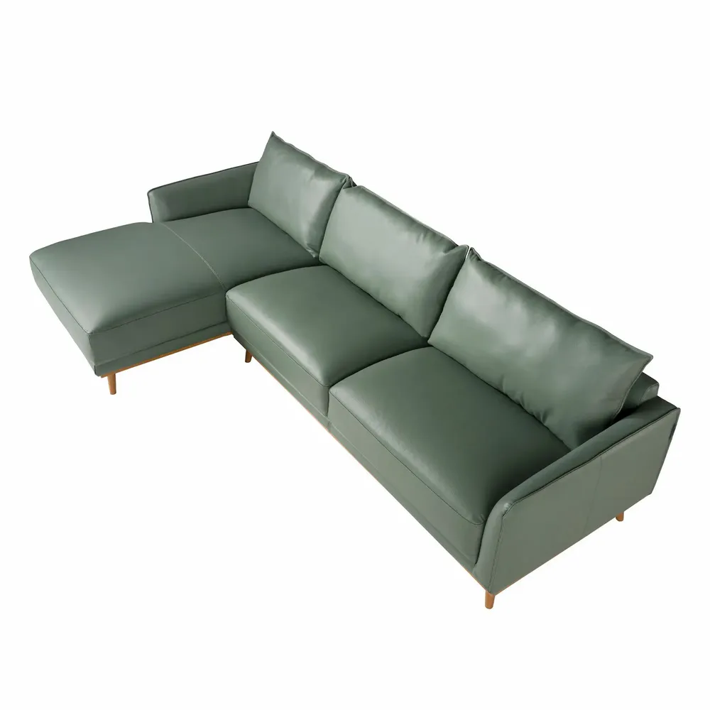 Sofas - Left chaise longue sofa in green leather - ANGEL CERDÁ