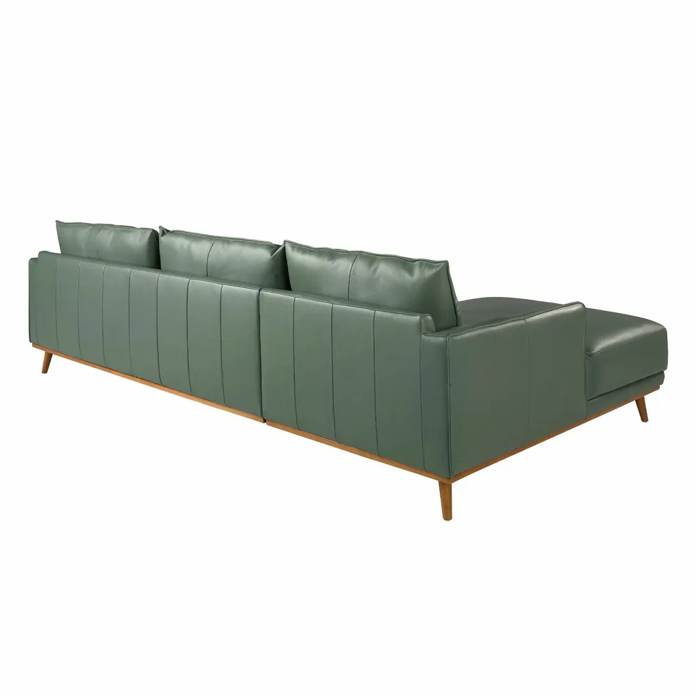 Sofas - Left chaise longue sofa in green leather - ANGEL CERDÁ