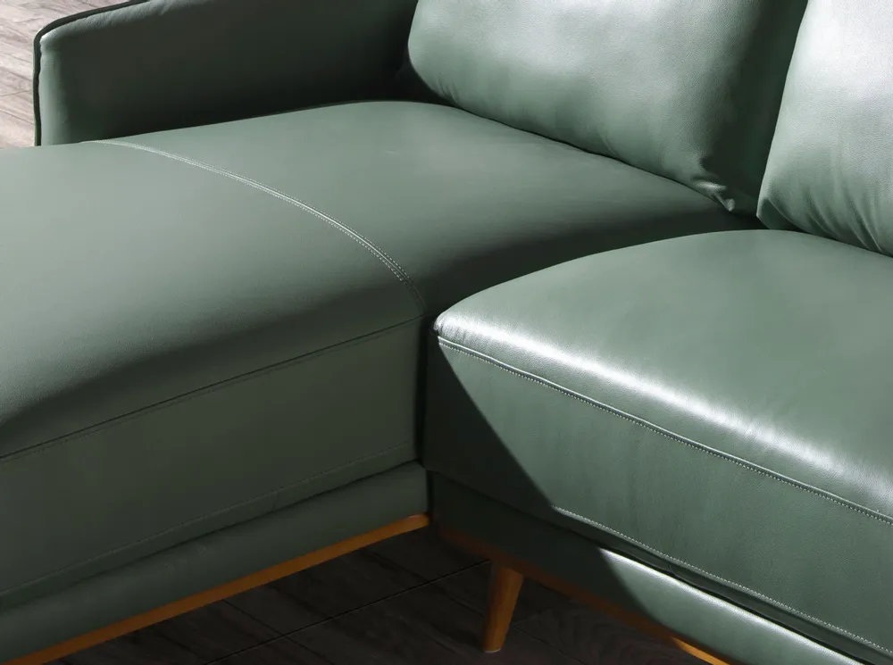 Sofas - Left chaise longue sofa in green leather - ANGEL CERDÁ
