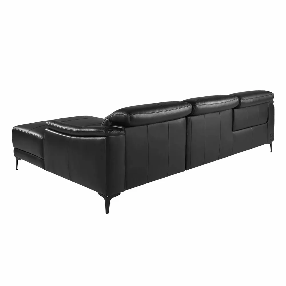 Sofas - Right chaise longue relaxation sofa in black leather - ANGEL CERDÁ