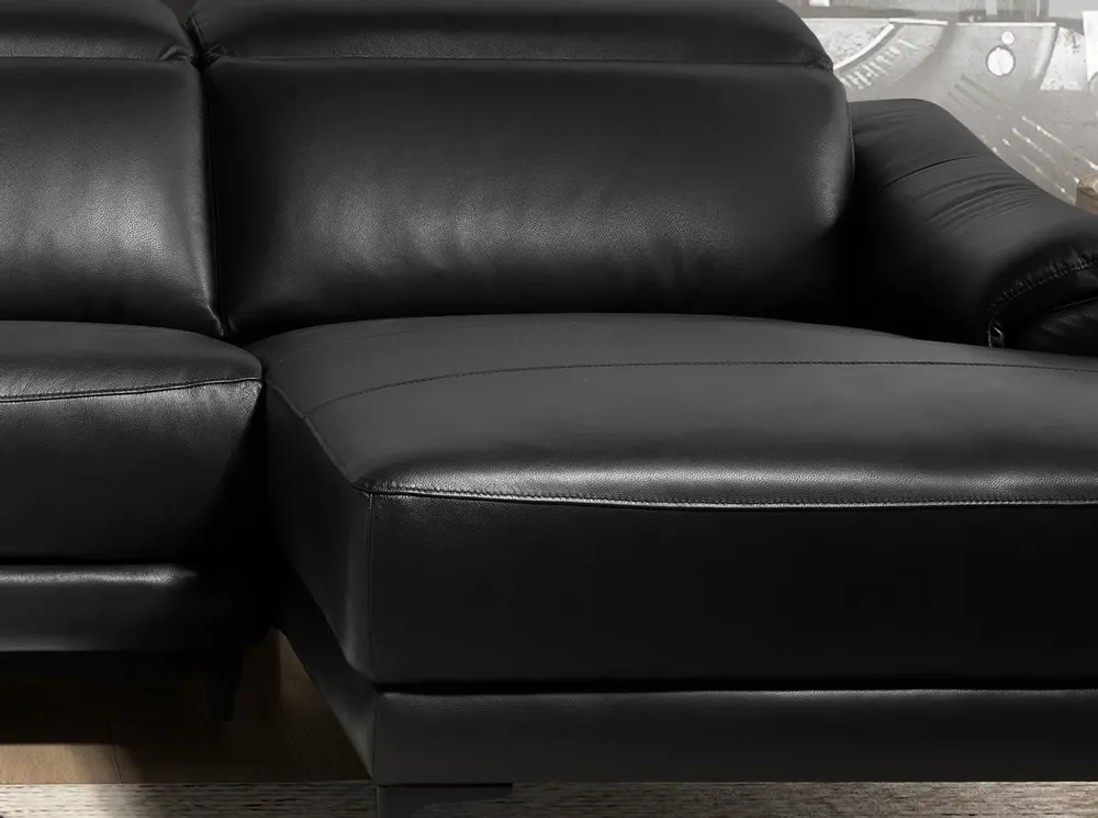 Sofas - Right chaise longue relaxation sofa in black leather - ANGEL CERDÁ