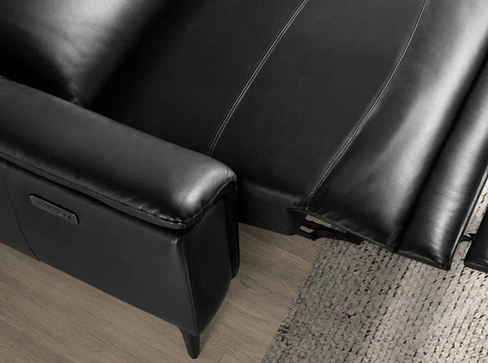 Sofas - Right chaise longue relaxation sofa in black leather - ANGEL CERDÁ