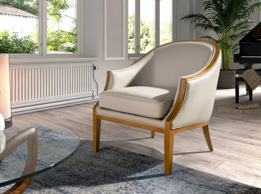 Fauteuils - Fauteuil en cuir sable - ANGEL CERDÁ