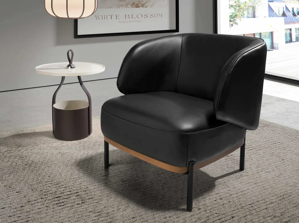 Armchairs - Black leather armchair - ANGEL CERDÁ