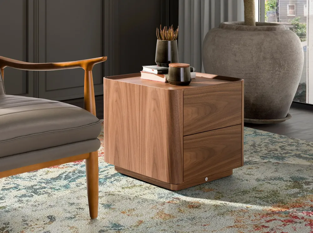 Night tables - Walnut bedside table with lighting - ANGEL CERDÁ