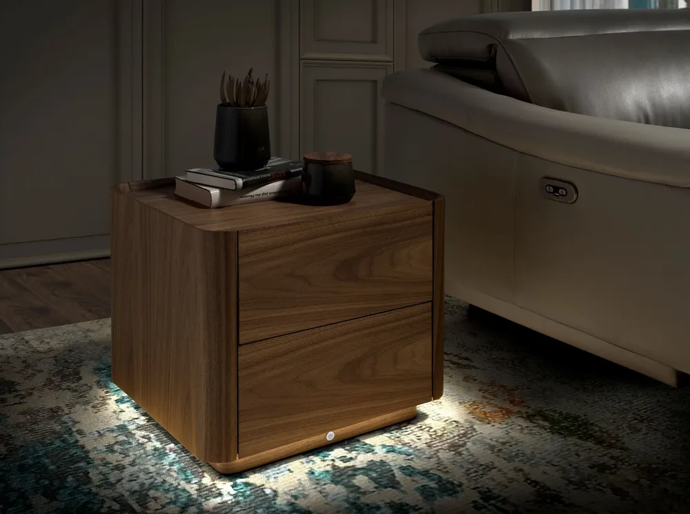 Night tables - Walnut bedside table with lighting - ANGEL CERDÁ