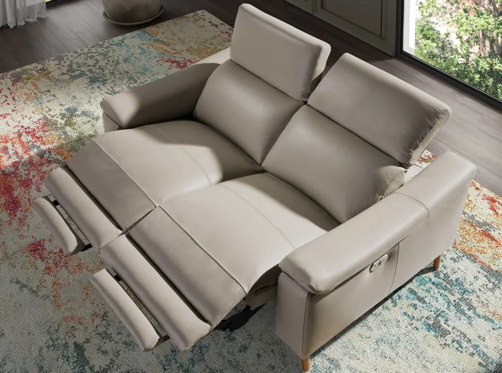 Sofas - 2 seater relax sofa in taupe grey leather - ANGEL CERDÁ