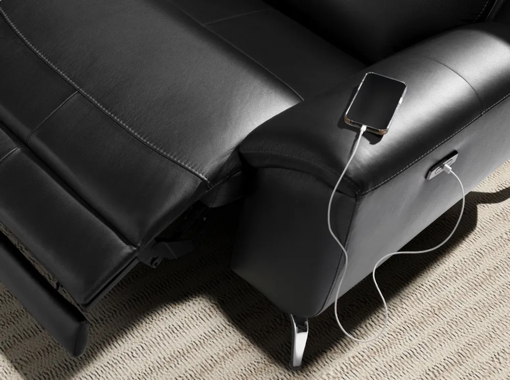 Sofas - 2 seater black leather relax sofa - ANGEL CERDÁ